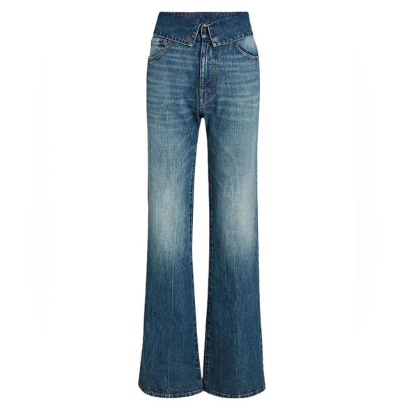 Revolve Ser.O.Ya Valerie High Rise Fold Over Waist Wide Leg Jeans in Modesto - Picture 1 of 16